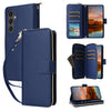 For Samsung Galaxy S24 FE 5G Nine-card Slots Zipper Wallet Bag Leather Phone Case(Blue)