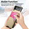 For Samsung Galaxy Z Flip4 Twill Fabric Leather Skin Card Bag Magnetic Back Phone Case(Khaki)