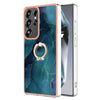 For Samsung Galaxy S25 Ultra 5G Electroplating Marble Dual-side IMD Phone Case with Ring(Green 017)