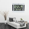Large Screen LCD Wall Clock Minimalist Electronic Alarm Clock(Silver+Black)
