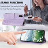 For iPhone XS / X Tulips Embossed Leather Phone Case with Lanyard(Purple)