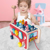 Baby Percussion Wooden Elephant Drag Cart Hitting Hamster Children Educational Toys(Red)
