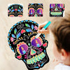 1 Sets Children Colorful Skull Head Halloween Scratch Painting DIY Ornaments Flower Skull Sticker(12 PCS / Set)