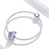 S925 Sterling Silver Flower Purple Blass Beads DIY Bracelet Necklace Accessories