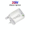 SDC-20WA+C 20W PD + QC 3.0 USB Dual Fast Charging Universal Travel Charger with Type-C / USB-C to 8 Pin Fast Charging Data Cable, UK Plug
