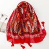 180 X 85cm  Women Cotton And Linen Scarf Retro Splicing Bohemian Printed Silk Shawl SL2310-016