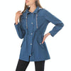 Casual  Women Waterproof Waist Hooded Long Coat, Size:XXL (Black)
