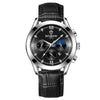 BINBOND B3591 30m Waterproof Luminous Calendar Men Watch, Color: Black Leather-White-Black