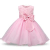 Pink Girls Sleeveless Rose Flower Pattern Bow-knot Lace Dress Show Dress, Kid Size: 120cm
