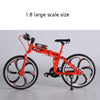 1:8 Scale Simulation Alloy Bicycle Model Mini Bicycle Toy Decoration(Folding-Red)