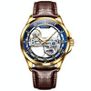 OLEVS 6661 Men Fashion Luminous Waterproof Mechanical Watch(Blue + Gold)