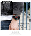 SANDA 5009 Business Fashion Three Eye Six Needle Casual Leather Waterproof Men Quartz Watch(Black)