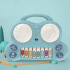 Children Multi-functional Keyboard Player Pats the Drum Light Music Puzzle Early Education Toy(Blue)