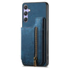 For Samsung Galaxy S25 5G Retro Leather Zipper Wallet Back Phone Case(Blue)