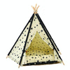 Small Canvas Pet Tent Bed with Cushion, Beige/Navy Star, 40x40x50cm