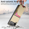 For Samsung Galaxy Z Flip4 Twill Fabric Leather Skin Card Bag Magnetic Back Phone Case(Khaki)