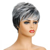 Ladies Fashion Realistic Wig Short Curly Hair Headgear(Black+White)