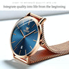 OLEVS 5869 Ladies Business Waterproof Steel Strap Quartz Watch(Blue + Rose Gold)
