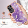 For Samsung Galaxy S25 Ultra 5G Electroplating Marble Pattern Dual-side IMD TPU Shockproof Phone Case(Purple 002)