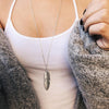 Simple Classic pendant Necklace Feather Necklace Long Sweater Chain Jewelry choker Necklace for Women(Silver)
