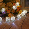 2.2m 20 LEDs Battery Box Powered Rattan Ball String Christmas Wedding Decoration Lamp(Warm White)