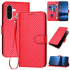 For Samsung Galaxy A36 5G YX0070 Carbon Fiber Buckle Leather Phone Case with Lanyard(Red)
