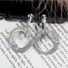 Rhinestone Crystal Earrings Round Earrings for Woman(Gold)