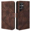 For Samsung Galaxy S25 Ultra 5G Skin Feel Geometric Lines Leather Phone Case(Brown)
