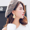Unique Metal Drop Earrings Round Statement Earrings for Women Jewelry(Gold)