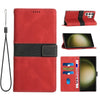 For Samsung Galaxy S25 Ultra 5G Grid Stitching Leather Phone Case with Lanyard(Red)