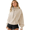 Women Hooded Sweatshirt Sports Hoodie Zipper Drawstring Long Sleeve Top Jacket, Size: M(Apricot)
