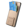 For Samsung Galaxy S25 Ultra 5G Carbon Fiber Card Bag Fold Stand Phone Case(Khaki)