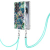 For Samsung Galaxy S25 Ultra 5G Electroplating IMD Splicing Dual-side Marble TPU Phone Case with Lanyard(Blue Green)