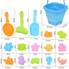 16pcs /Set Children Folding Bucket Beach Toys Play House Water Play Sand Dredging Tools(Pink)