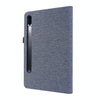 For Samsung Galaxy Tab S8 Ultra Horizontal Flip Fabric Leather Tablet Case with Card Slots & Holder(Blue)