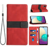 For Samsung Galaxy A02 / M02 Grid Stitching Leather Phone Case with Lanyard(Red)