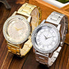 Stainless Steel Wrist Watchs Crystal Quartz Bracelet Watch(Gold)