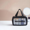 2 PCS Frosted Translucent Waterproof Storage Bag Cosmetic Bag Swimming Bag Wash Bag Black M 2 Handles