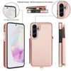 For Samsung Galaxy A35 5G Double Flap Zipper RFID Leather Phone Case with Short Lanyard(Rose Gold)