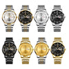 BINBOND B2077 30M Waterproof Quartz Luminous Watch Butterfly Buckle Men's Steel Belt Watch(Inter-gold-White)
