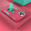 For iPhone 11 Pro Magnetic Holder Phone Case (Rose Red + Blue-green)