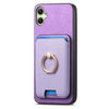 For Samsung Galaxy A05 Retro Cross Leather Ring Vertical Insert Card Bag MagSafe Phone Case(Purple)