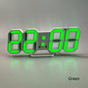 6609 3D Stereo LED Alarm Clock Living Room 3D Wall Clock, Colour: Green