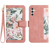 For Samsung Galaxy A05s Floral Pattern Leather Phone Case with Lanyard(Pink)