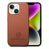 For iPhone 14 Twill Fabric Leather Skin Back Phone Case(Brown)