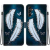 For Samsung Galaxy A14 5G Crystal Texture Colored Drawing Leather Phone Case(White Butterfly Feathers)