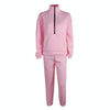 Ladies Spring And Autumn Casual Sports Street Fleece Sweatshirt Set L(Pink)