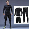 3pcs / Set Men Gym Running Clothes Set Long-Sleeved Quick-Drying Sports Suit, Size: XL(White Line)