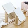 2 PCS Desktop Wooden Makeup Mirror Home Girl Heart Makeup Mirror,Size: Large