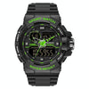 SANDA 6025 Dual Time Digital Display Luminous Calendar Waterproof Multifunctional Men Sports Quartz Watch(Black Green)